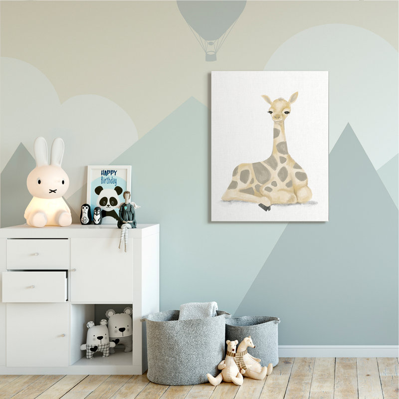 Illustration d'une douce girafe Paloma, H 48 po x l 36 po x P 1,5 po, Toile tendue