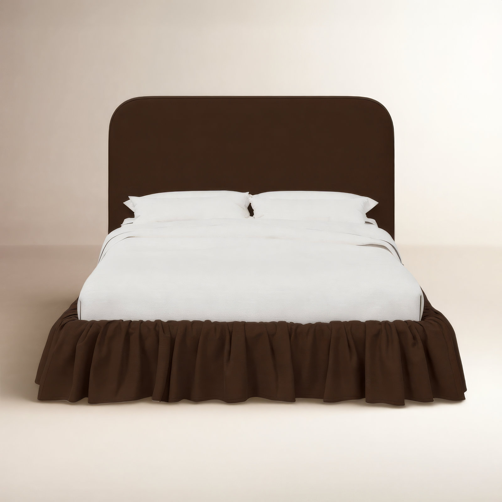 Maggie Ruffle Platform Bed, Twin, Classic Chocolate Linen
