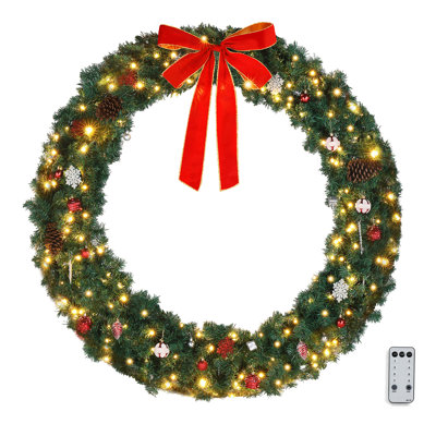 LED PVC Christmas Wreath with Red Bow