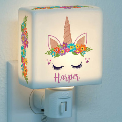 Happy Unicorn Night Light with Custom Name Printed