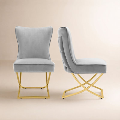 Charys Tufted Velvet Upholstered Cross Legs Parsons Dining Chair
