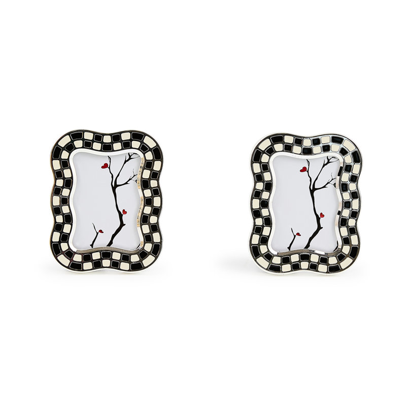 Wavy Check Silver Plated Frame, 2" W x 3" H, 2
