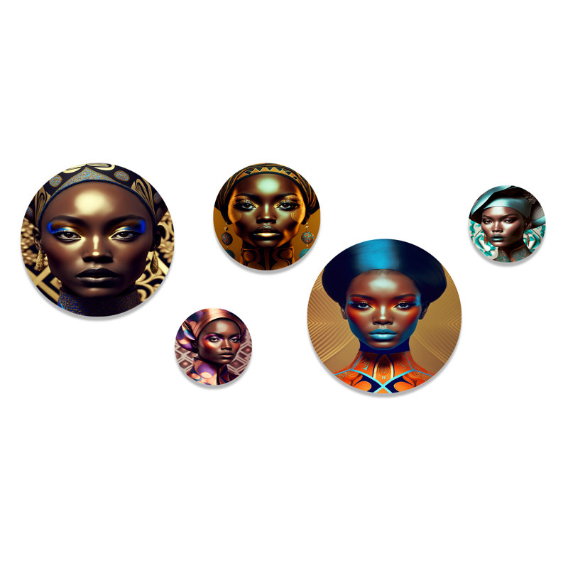 Portrait d'une femme africaine glamour - décoration murale en métal femme afro-américaine