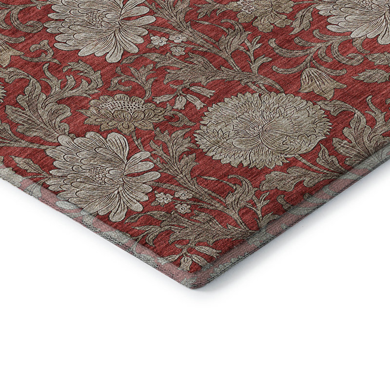 Tapis rouge Prisco lavable à la machine de qualité supérieure, Rectangulaire 8 pi x 10 pi