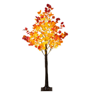 Arbre d'automne artificiel pré-éclairé en eucalyptus avec 300 lumières DEL blanc chaud