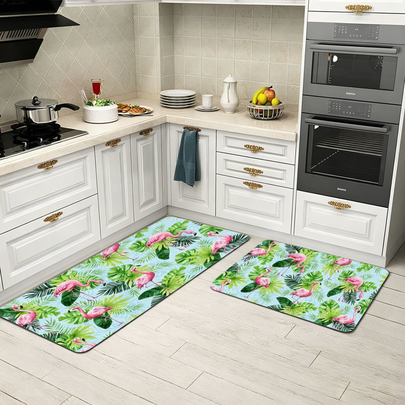 Tapis de cuisine tropicale à motif de feuilles de palmier tropicales 2 pièces