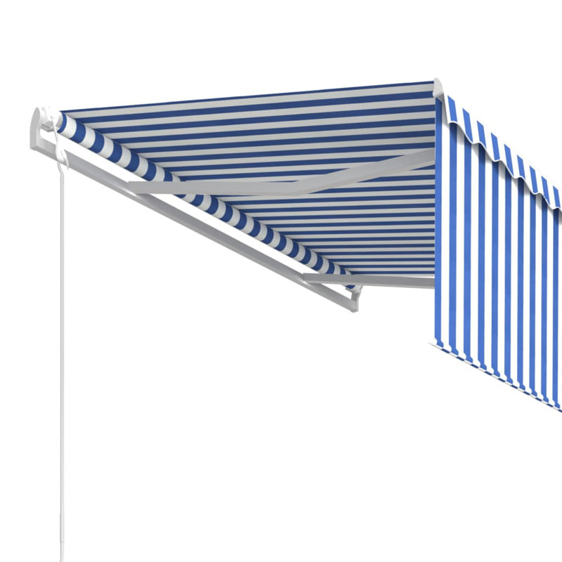 Dakota Fields 250cm D Fabric Blue/White Cover Retractable Patio Awning, Blue, 3.5m W x D 2.5m