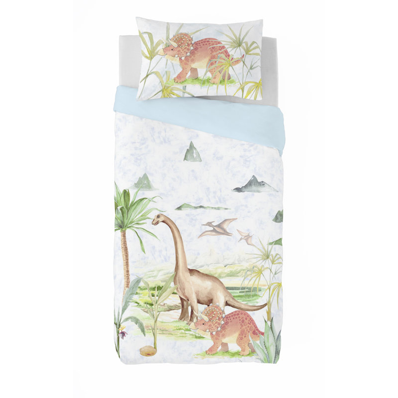 Ensemble de housse de couette en coton 2 pièces Dinosaur Twin (l 66 po x L 86 po)