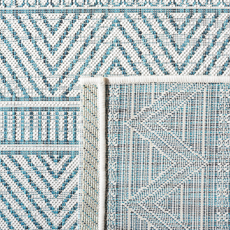 Melillo Southwestern Turquoise Indoor/Outdoor Area Rug, Rectangle 2' x 3'7"