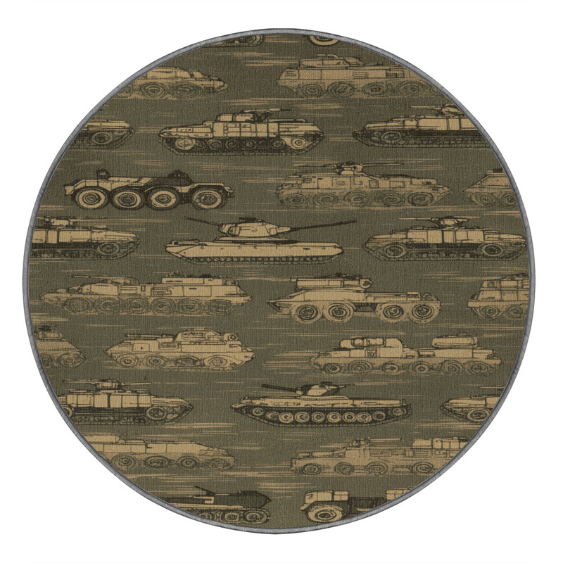 Tapis de transport brun lavable à la machine, Rond 3 pi
