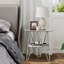 Table d'appoint ronde, table de bout en verre avec tablettes de rangement-1178079212