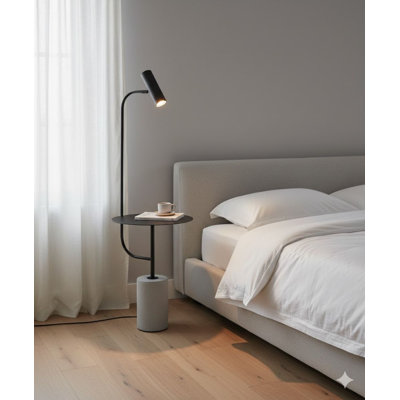 Thiele 1-Light Black Floor Lamp with Cement Base