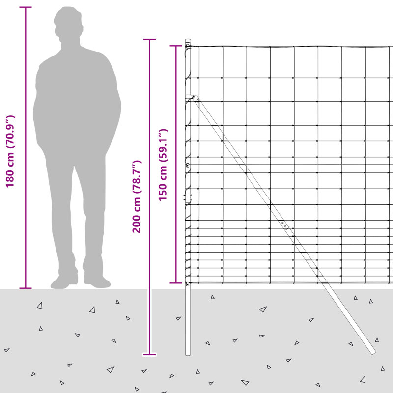 Vidaxl Field Fence Galvanised Steel, 150cm H x 2500cm W