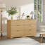 Commode en bois cannelé de 55 pouces à 6 tiroirs-1537927081