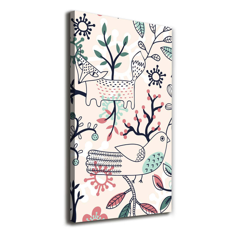 Animals And Flowers - Wrapped Canvas Print