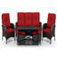 Ensemble de patio extérieur en osier pour 5 personnes avec canapé, chaises, repose-pieds, table basse et coussins-936239434