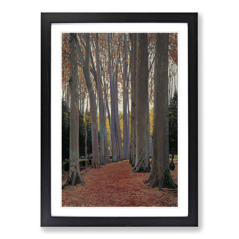 Avenue of Plane Trees by Santiago Rusinol - Picture Frame Painting, 48cm H x 36cm W x 2cm D, Black