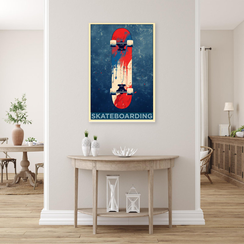Skateboarding - 1 pièce, impression sur toile tendue, L 16 po x H 20 po