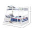 Twin Over Full Solid Wood Bunk Bed with Storage, White-49952463
