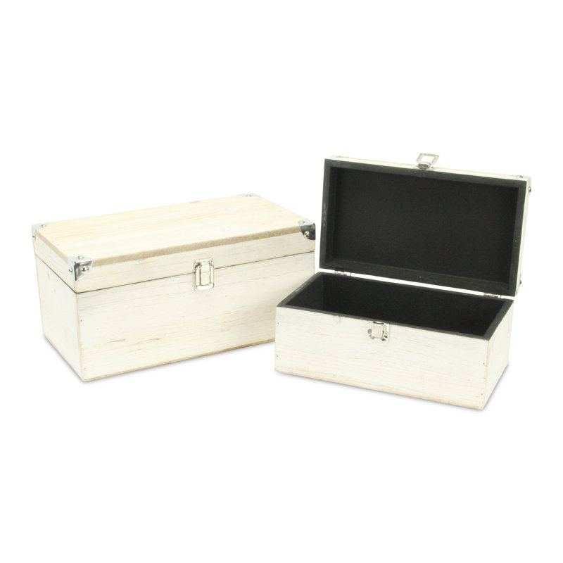 Ensemble de 2 boîtes décoratives, Blanc