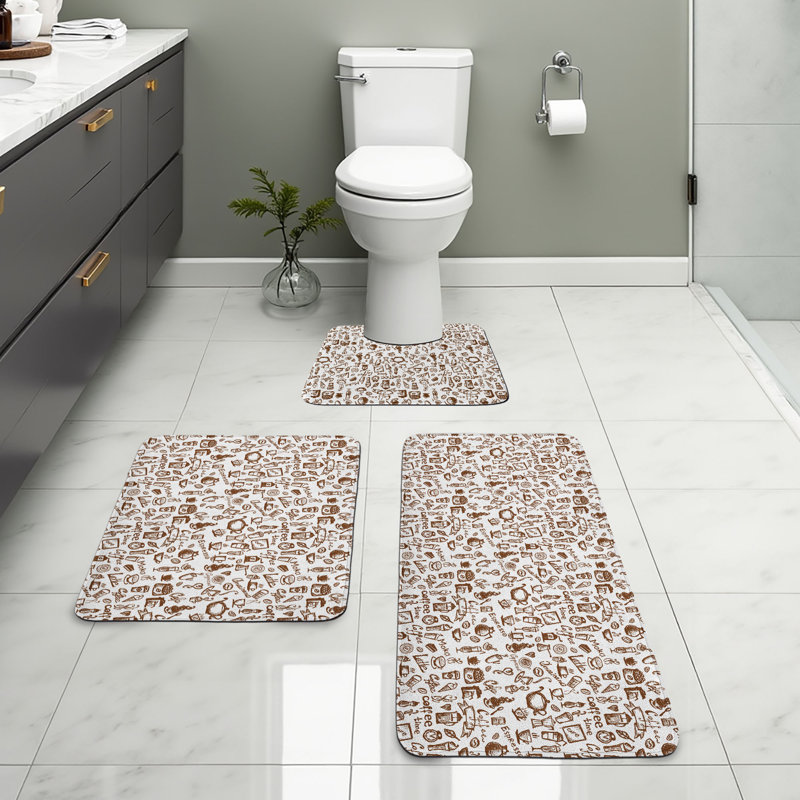 Ensemble de tapis pour salle de bain Coffee 3 pièces Coffee
