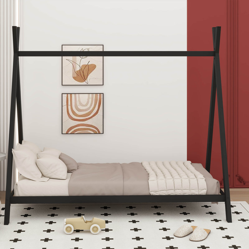 Milana Metal Platform Bed, Twin, Black