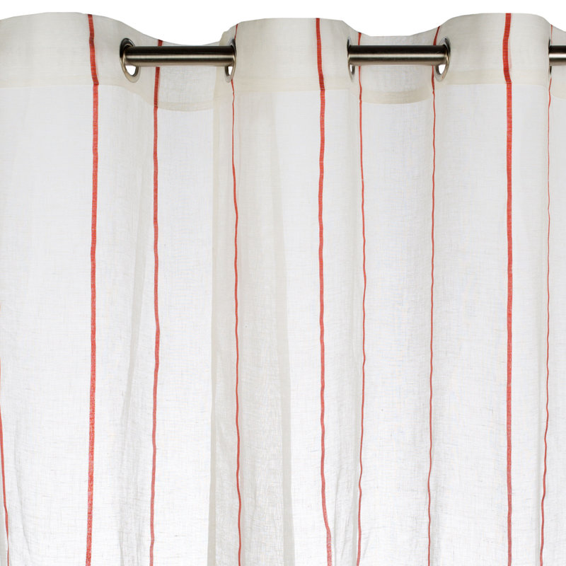 Linen Sheer Single Curtain Panel, Pink, 200 W x 293 D cm