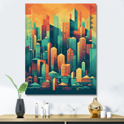 Lynkin " Blue And Orange Retro Cityscape II "