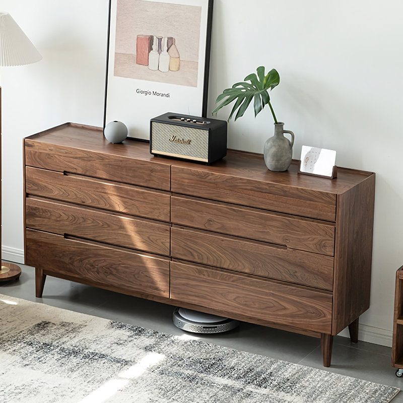Simple Walnut Solid Wood Accent Chest., 34.6" H x 55" W x 16.5" D