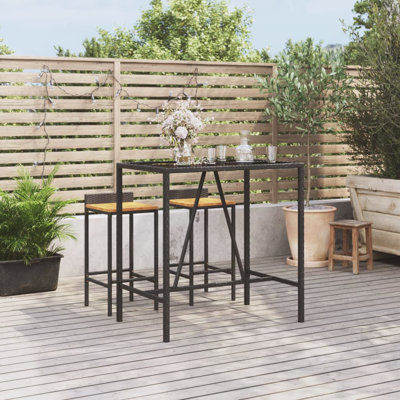 Dannyel Rectangular Glass Outdoor Bar Table