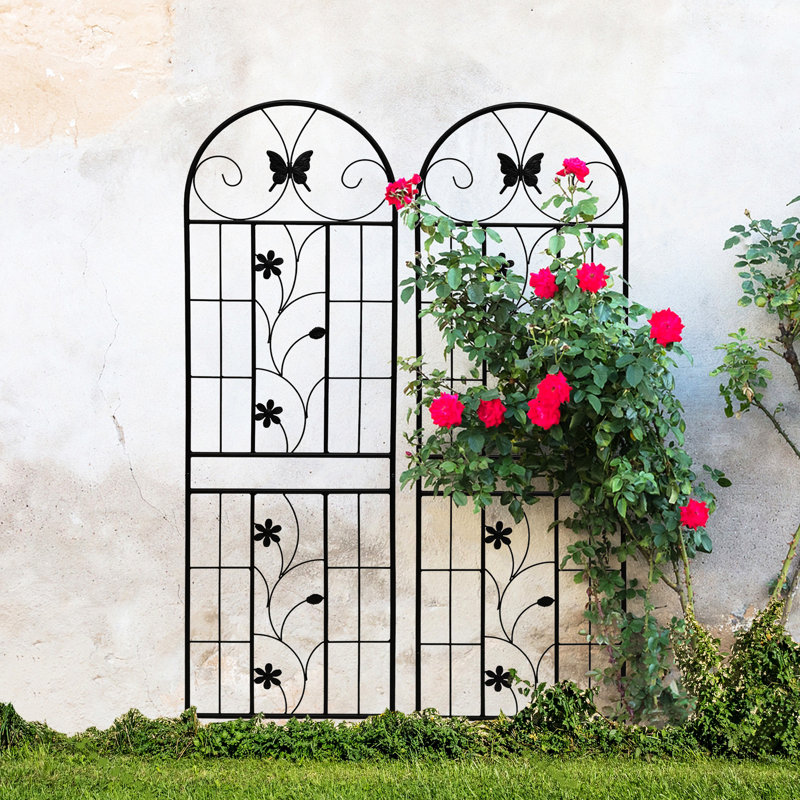 Treillis de jardin en métal 71 po x 19,7 po, paquet de 2, rouille - extérieur pour vignes au jasmin, noir, facile à assembler, et construction solide 71 po x 19,7 po antirouille, 2, support, construction, solide