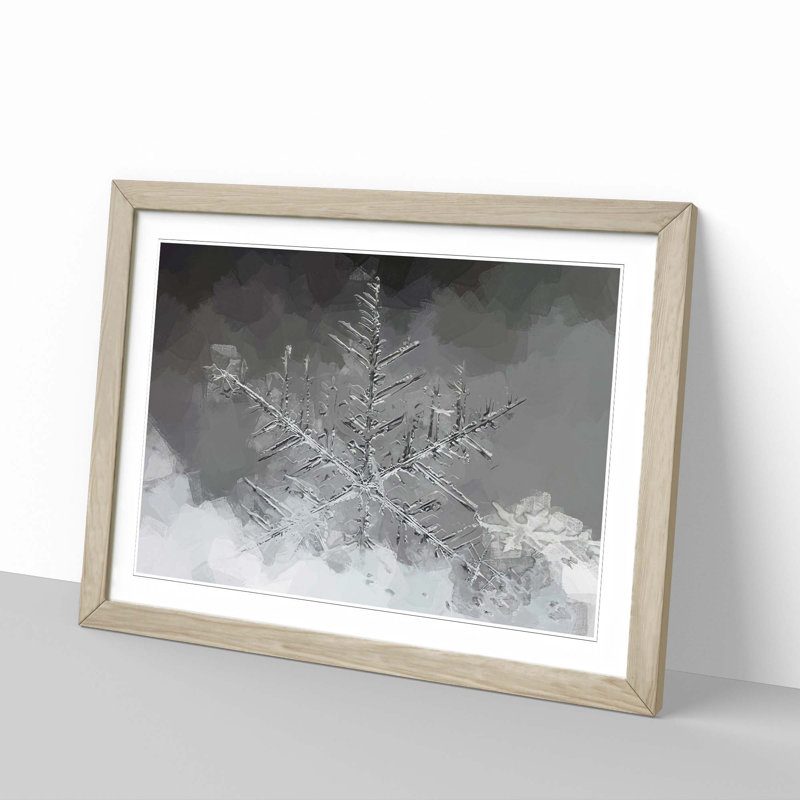 Snowflake in Abstract - Picture Frame Graphic Art Print, 27cm H x 36cm W x 2cm D, Oak Framed