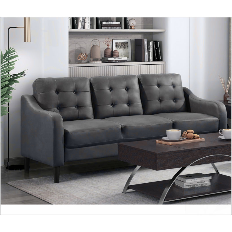 Canapé capitonné gris en microfibre capitonné 1pc