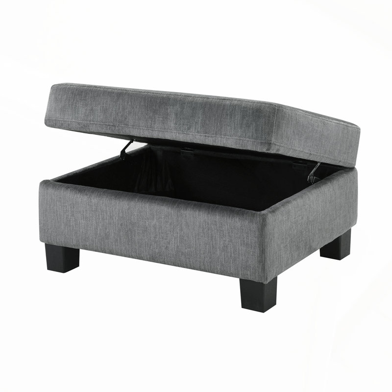 Canapé modulaire rembourré en U en chenille avec rangement et repose-pieds mobile, gris foncé, parfait pour les salons modernes