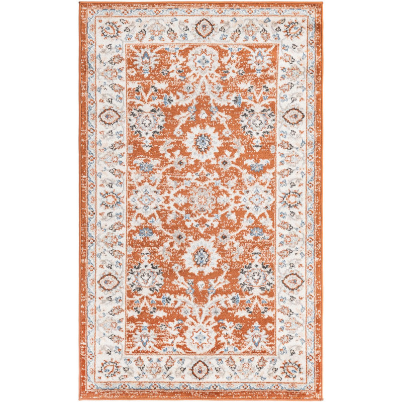 Tapis contemporain de couleur rouille Aden, Rectangle 3 pi x 5 pi 3 po