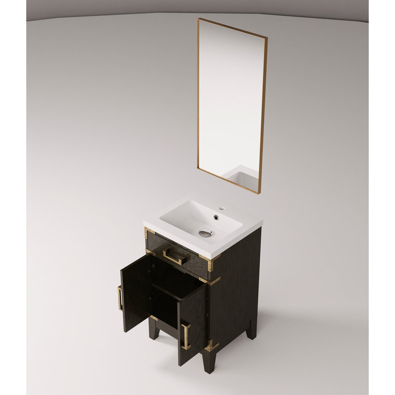 Meuble-lavabo en chêne brun avec comptoir en acrylique - 20 po L 18 po x P 18 po inclus