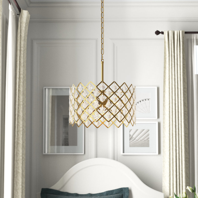 Montrose 5-Light Dimmable Drum Chandelier, Brass, 75" H x 16" W x 16" D, 3 Lights