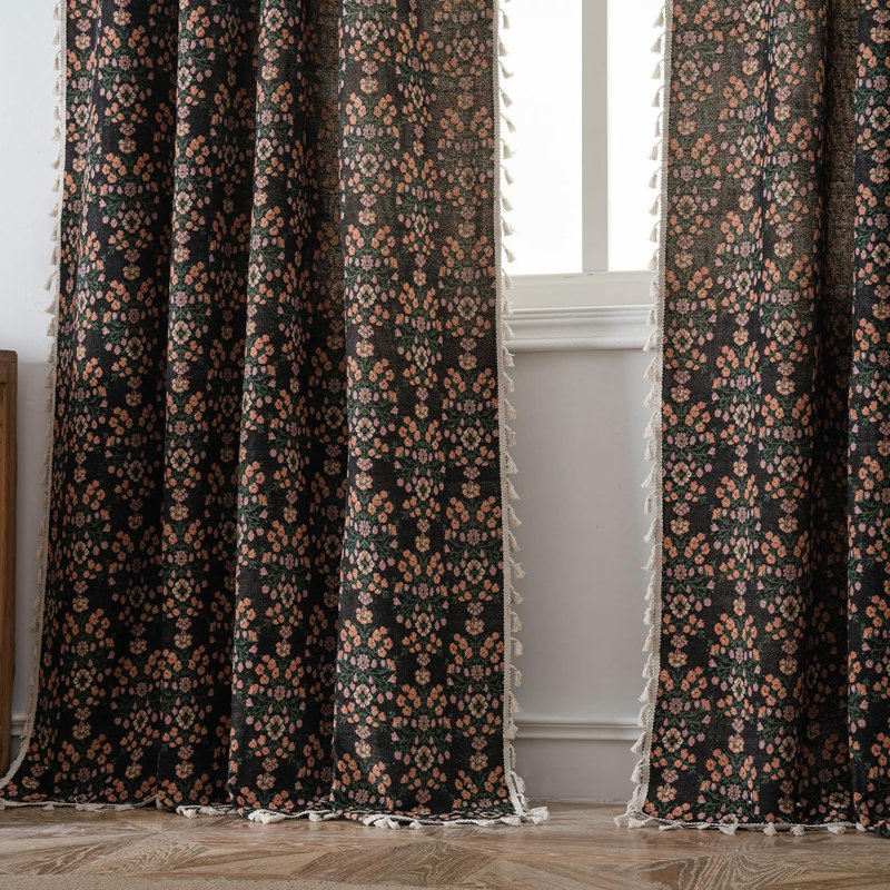 Polyester Exquiste Pattern Print Curtains 2 Panel, 52" W x 84" L