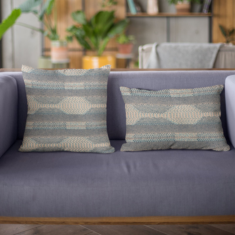 Lake Geometric Outdoor Reversible Throw Pillow, 12" x 20"