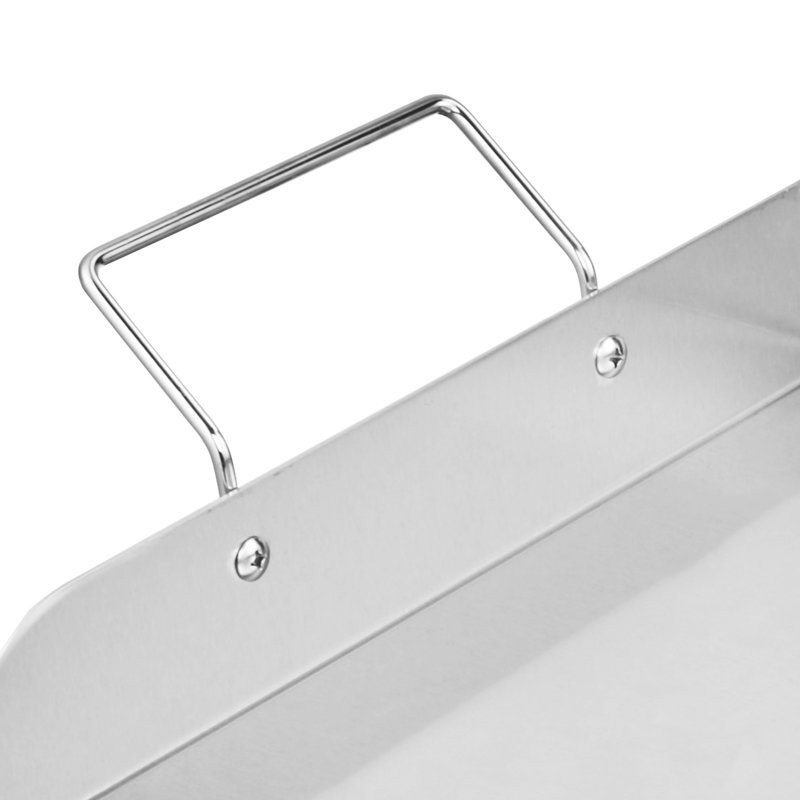 Plaque chauffante universelle en acier inoxydable 32 po x 16 po pour barbecue, égouttoir et drainage de graisse, parois latérales de cuisson à haute température pour sécuriser les aliments, utilisation durable