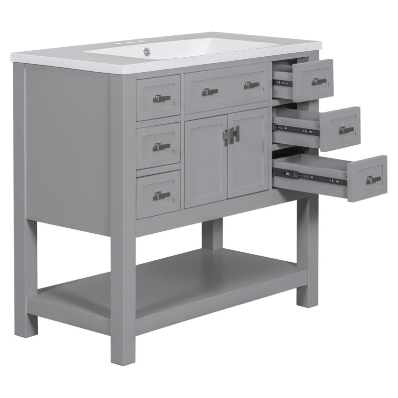 15 Base de meuble-lavabo simple 35,2 po 15, Gris