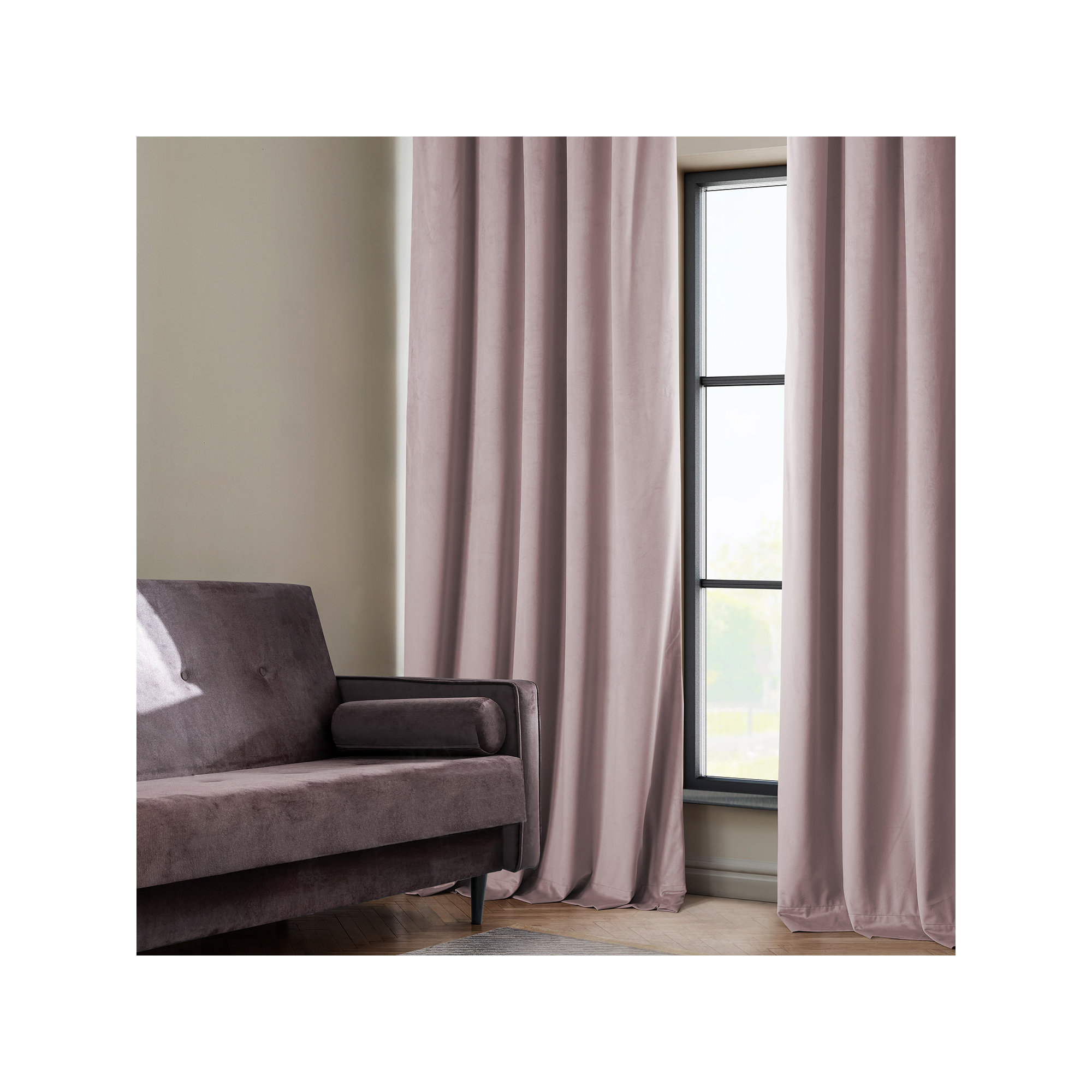 Matra Plush Velvet Curtains for Bedroom - Room Darkening Curtains for Living Room Window Single Panel, Mauve, 50" W x 96" L
