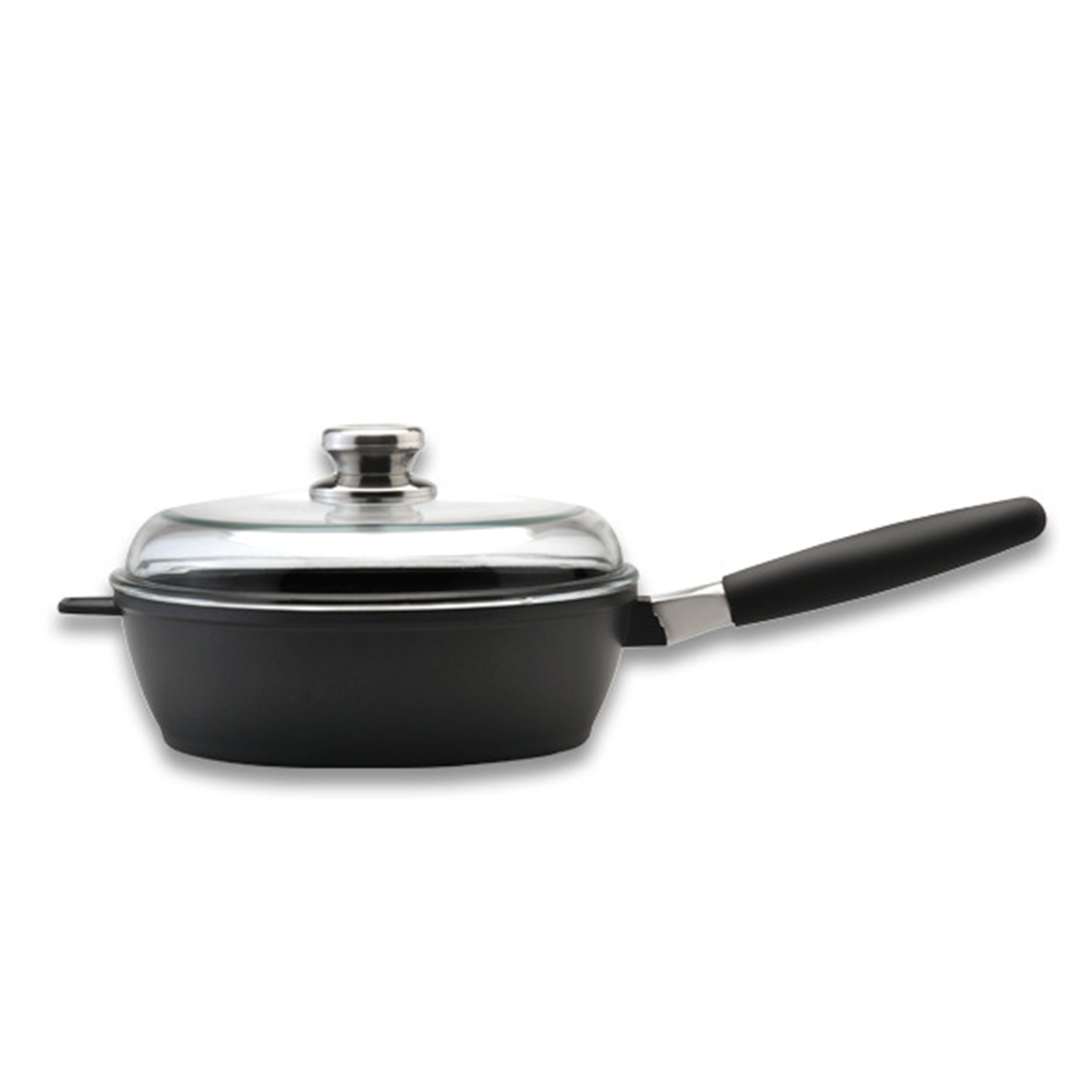 BergHOFF Essentials 5pc Non-Stick Hard Anodized Cookware Set for Two with Glass Lid, Black