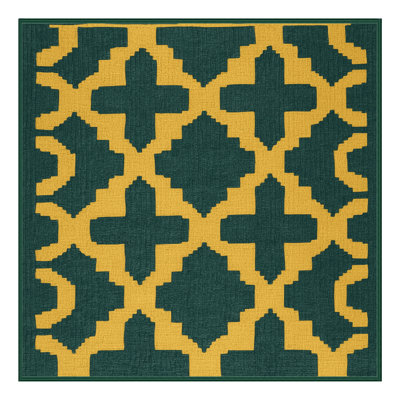 Machine Washable Trellis Green Area Rug