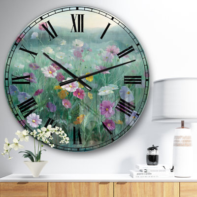 Horloge murale florale en métal - Champ de fleurs