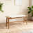 Woven Design Natural Oak Wood Dining Bench Bed Bench For Dining Room, Bedroom, Bathroom-824125567