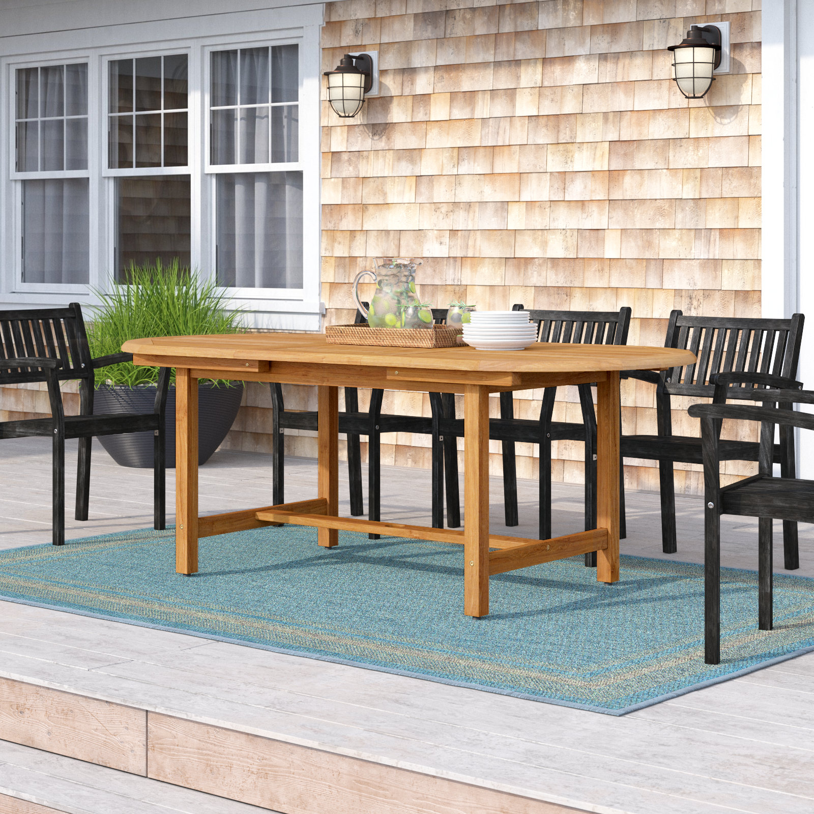 Beachcrest Home Rafael Teak Oval Extendable Patio Table & Reviews ...