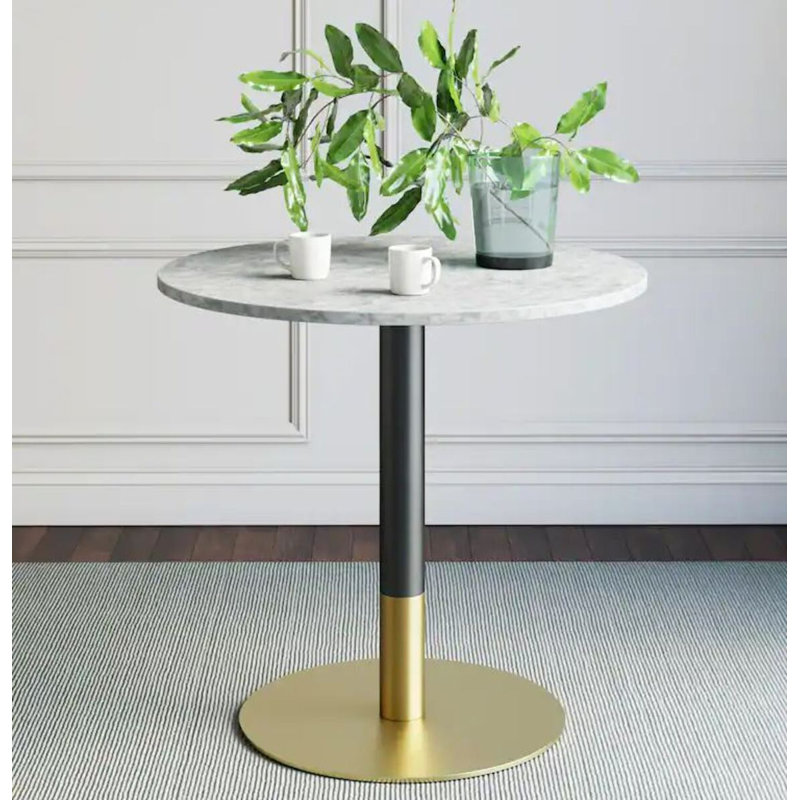 Très grande table ronde en faux marbre