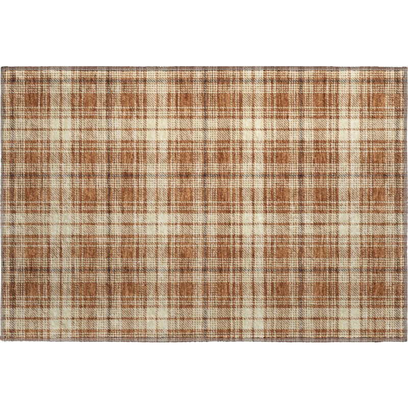 Premium Machine Washable Natoma AMF993 Plaid Rug, Rectangle 1'8" x 2'6"