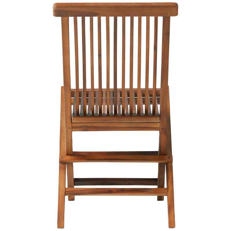 Hyannis Teak Wood Foldable Slat Back Outdoor Dining Chair - Light Brown